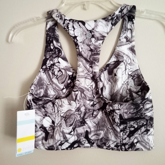 Zella NWT Woman's Gray Marble Sports Athletic Bra Top - Picture 3 of 7